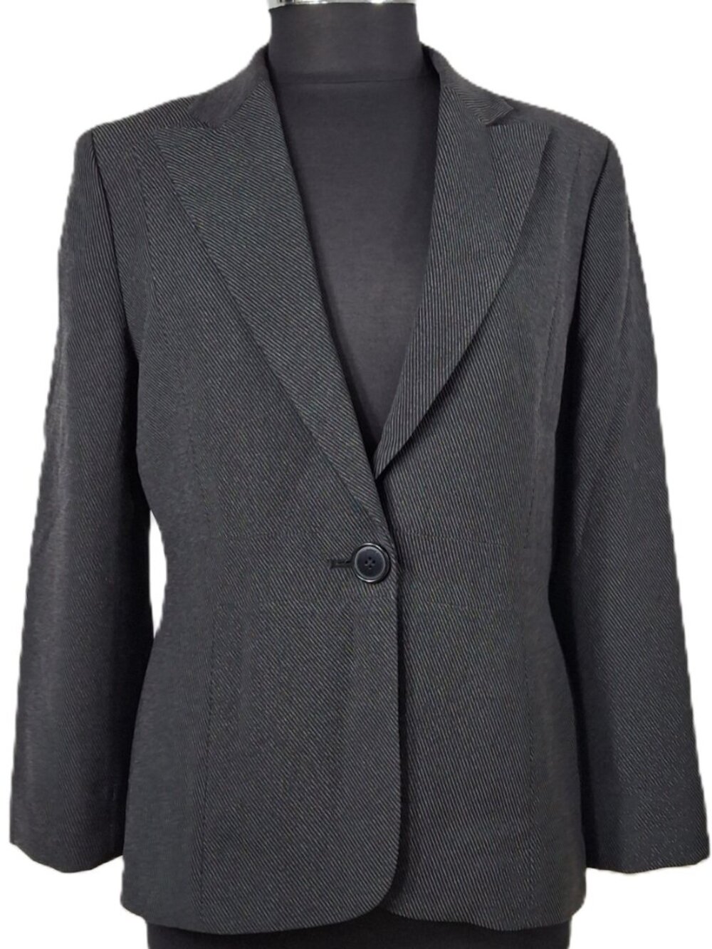 Anne Klein Sz 12 Tailored One Button Career Suit Blazer Jacket Lined Vintage